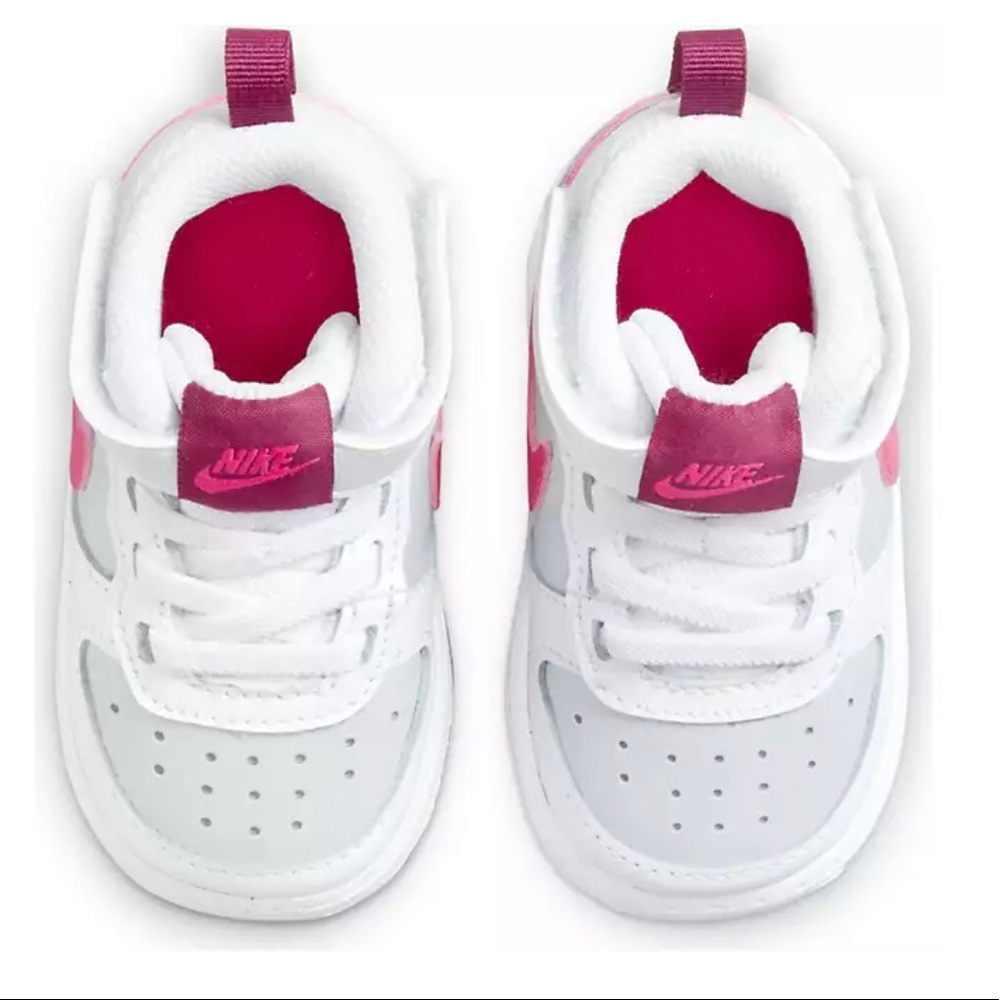Nike Toddler Kids Court Borough Mid 2 Shoes white and pink - Picture 3 of 3